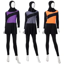 Full Coverage Modest Muslim Swimwear Three Pieces Islamic Swimsuit For Women Arab Beach Wear Girl’s Hijab Bathing Clothing 2017