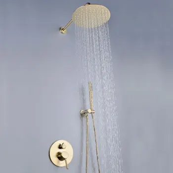 

Solid brass Concealed Shower Sprinkler Brushed Gold Shower Set Hotel In-wall Shower Head bathroom accessories shower head set
