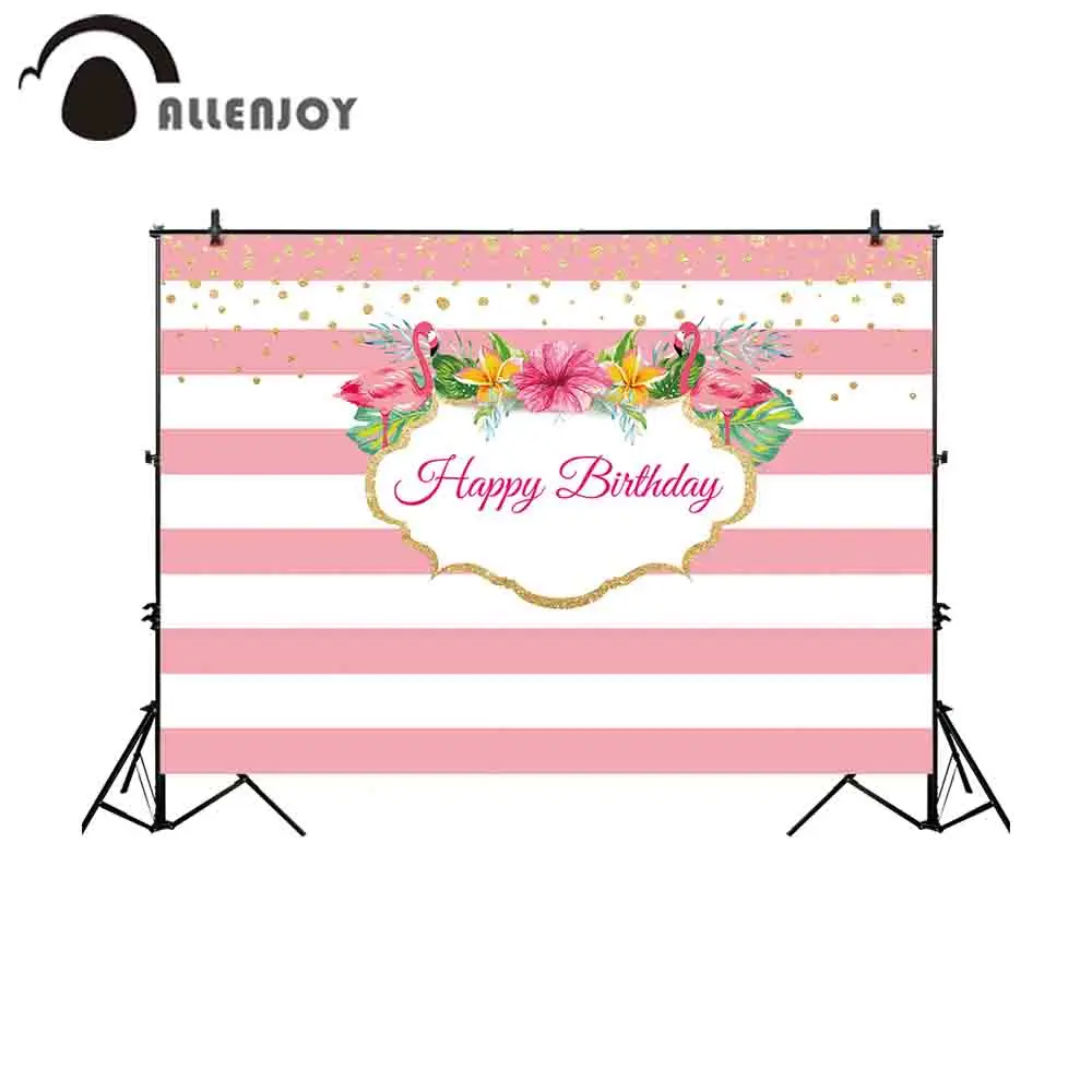 Allenjoy фон для фотосъемки с золотыми точками днем рождения розовые полосы Фламинго