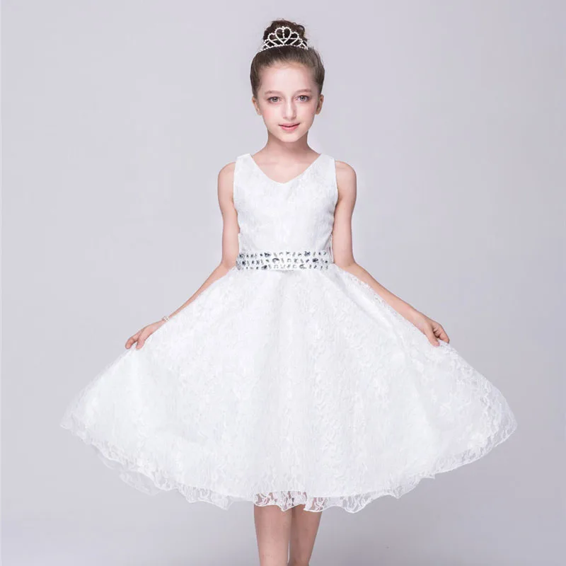 1886 27 De Réductionv Cou Petites Filles Robe De Soirée Enfants Dentelle Ruché Imprimer Fille Robe Sans Manches Adolescente Filles 12 Ans