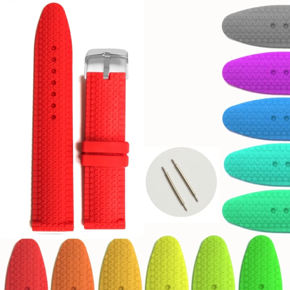 

22mm Natural Red Color Silicone Jelly Rubber Ladies Watch Band Strap WB1070O22JB