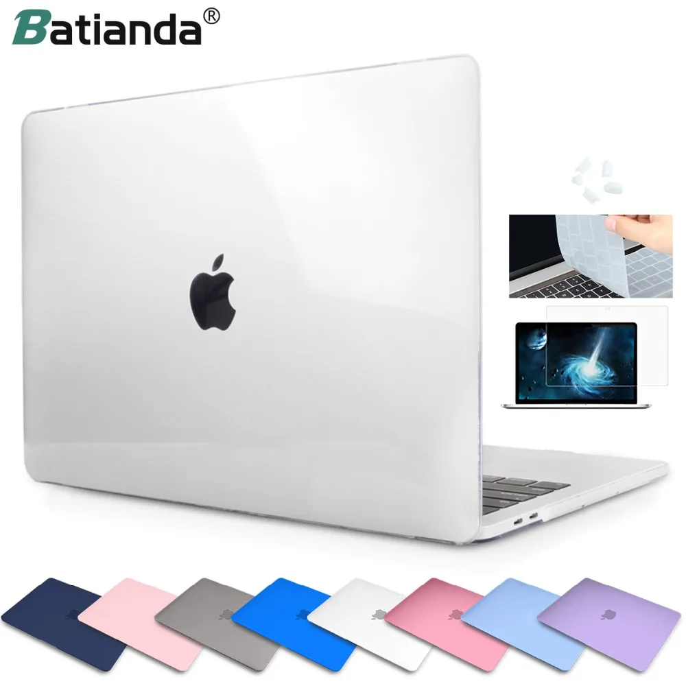 Прозрачный жесткий прорезиненный чехол для ноутбука и клавиатуры MacBook Pro Air 11 12 13 15