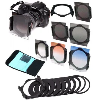 

Dlsr camera and photography accessories lenses filter ND16 4 8 Gradual Grey Orange Blue Filter Set+Ring Adapter+holder for Cokin