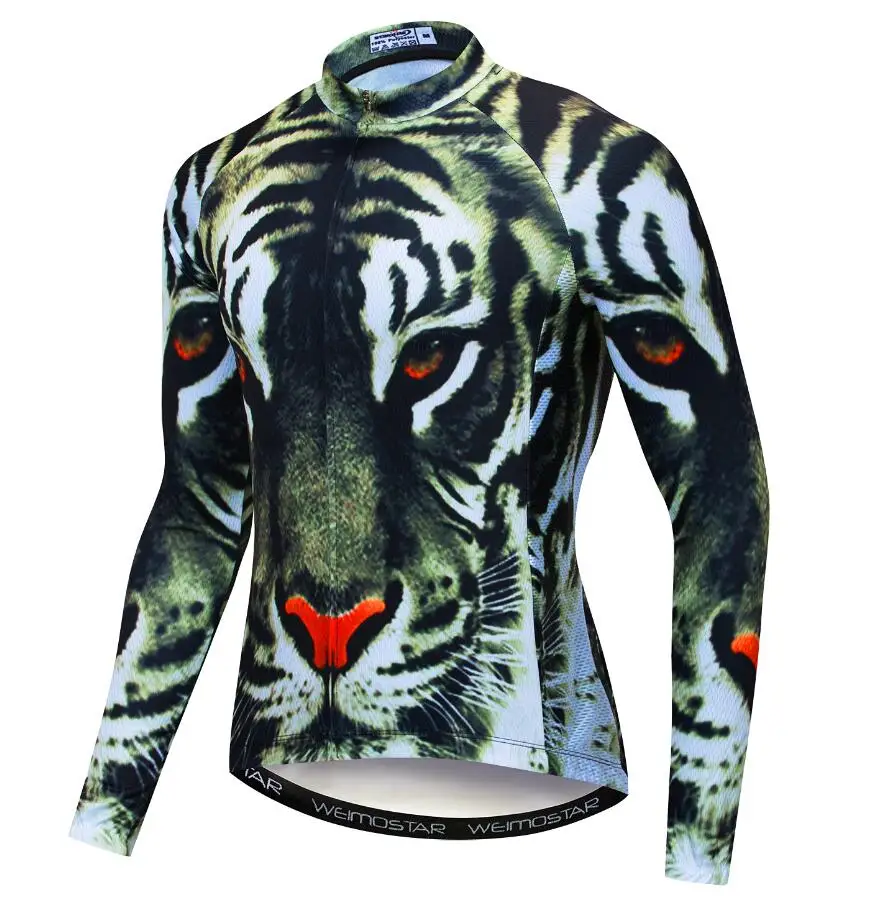 Осень, Мужская футболка для велоспорта с 3D изображением волка, тигра, Льва, длинный рукав, одежда для горного спорта, велосипедная рубашка, топ для велоспорта, Майо, Ropa Ciclismo - Цвет: 4