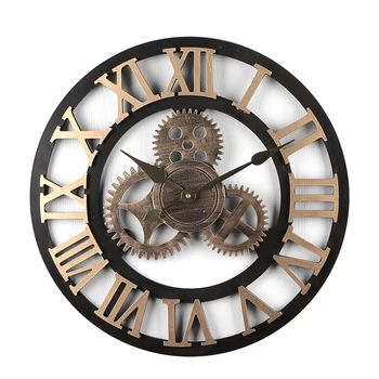 

Large Gold Mechanical Gear Wall Clock Quartz Vintage Wall Clock Roman Numerals Mute Wall Clocks Home Decor Horloge Murale 50w162