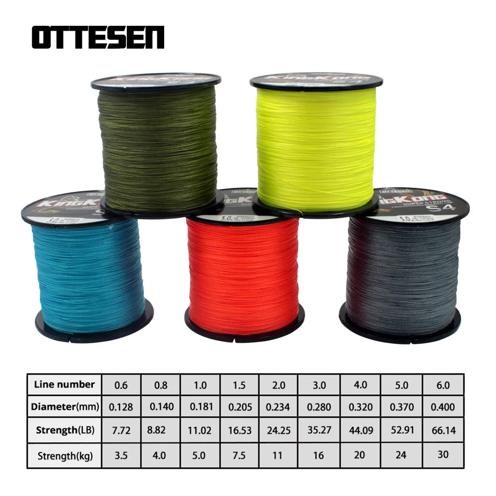 OTTESEN KingKong سلسلة 500 متر 547yd سوبر PE مضفر المتعددة الشعيرات خيط صنارة الصيد 7.72LB-66.12LB مضفر خط الكارب الصيد