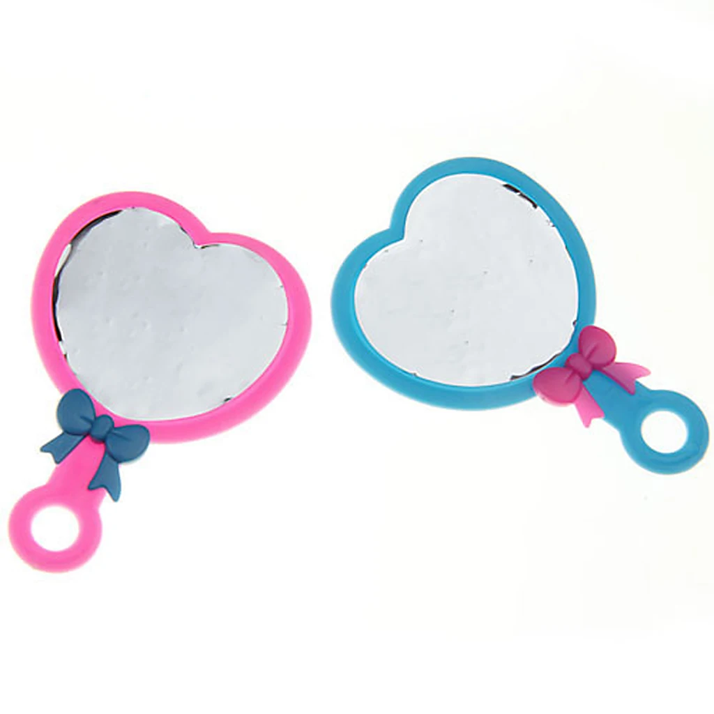 Plastic Hand Held Heart Shape Mirror for Doll Assorted Colorin Dolls