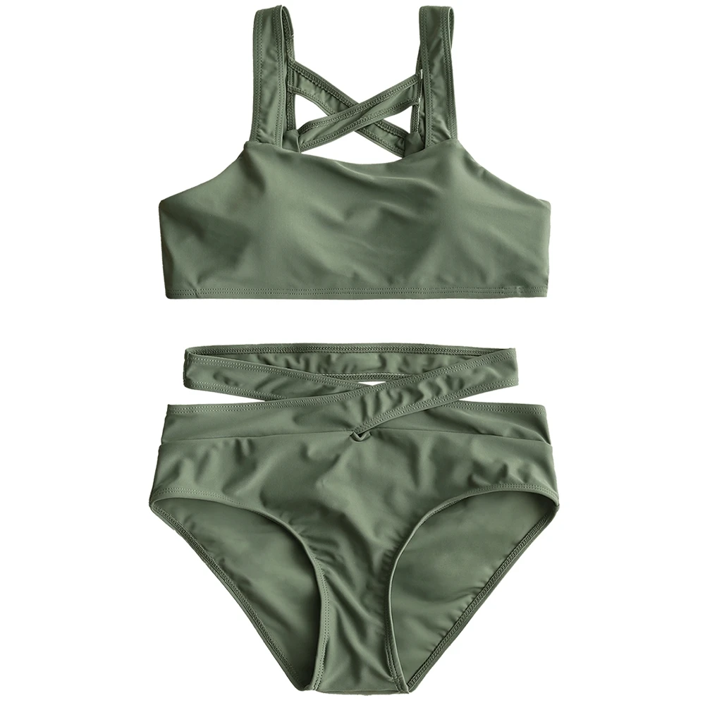 

Solid Bikini Sets 2018 Sexy Sport Bikini Hollow Out Swimsuit Women Padded Swimwear Summer Beachwear Bathing Suit