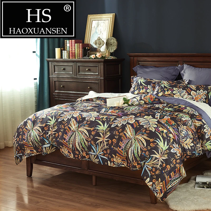 

Bohemia style flowers and trees High Definition Digital Printing Duvet Cover Bedsheet Pillow case 4pcs Bedding Sets Queen King