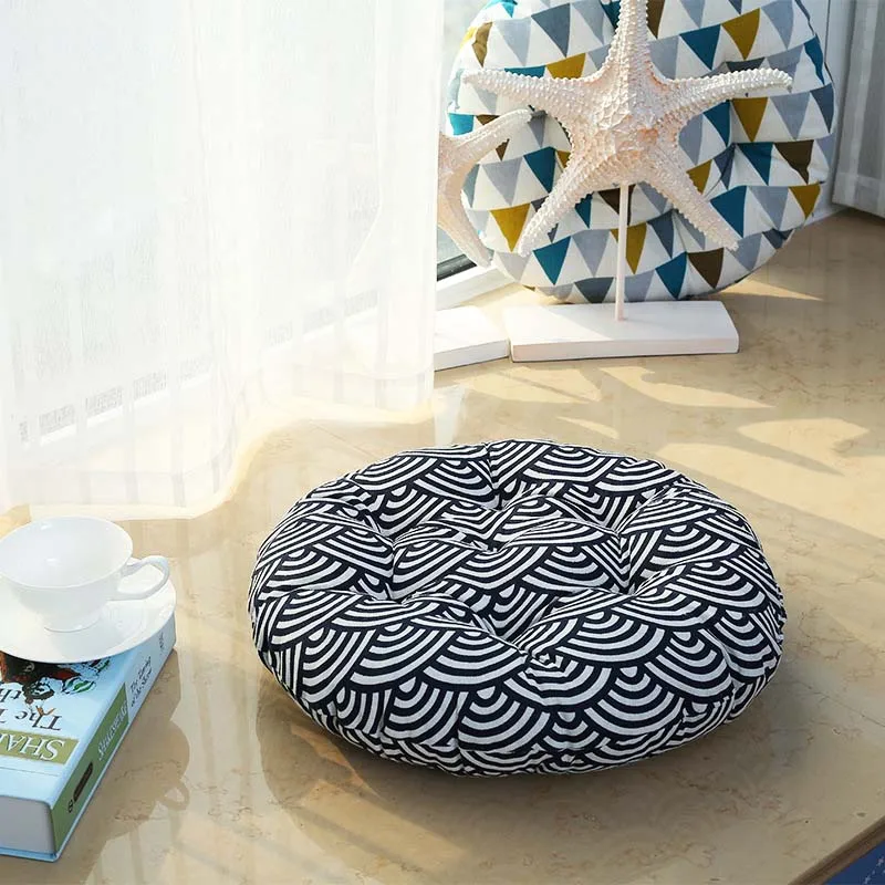 Напечатанный японский Cattail Hassock подушка для сиденья копчик ортопедическая Прокладка Подушка для спинки стула круглый утолщенный Коврик для пола Pouf Futon - Цвет: 1