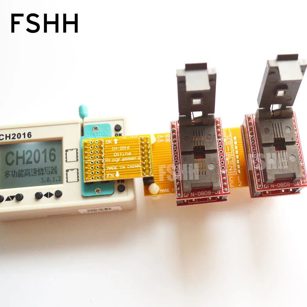 Offline programmers CH2016  SPI FLASH programmer+5X6mm QFN8+QFN8 test socket  Production 1 drag 2 programmer 