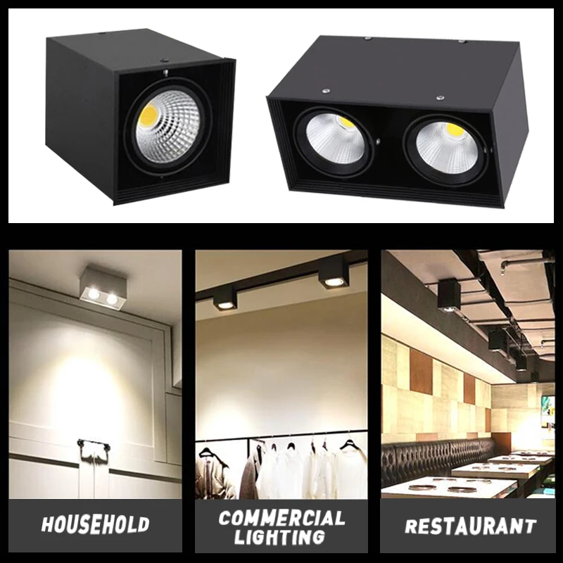 

1PCS Square Surface Mounted LED COB dimmable Downlights AC110-220V 10W 20W LED Ceiling Lamp Spot Lights Indoor Lighting