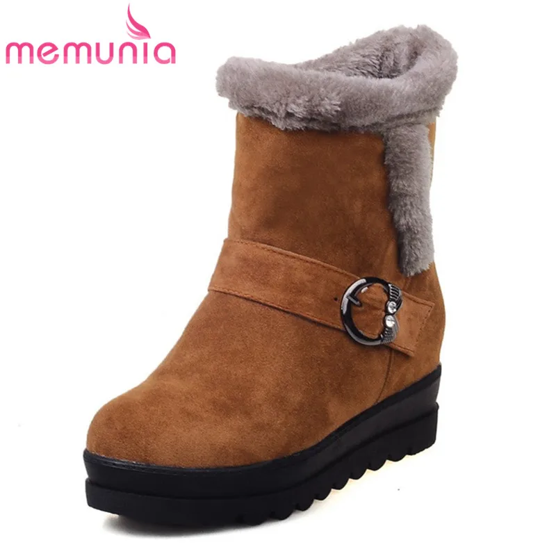 

MEMUNIA 2020 new arrival winter boots round toe with faux fur ankle boots flat casual female shoes keep warm snow women boots