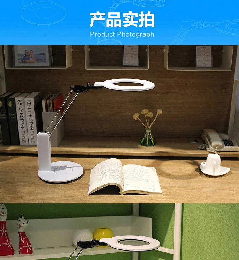 

Reducing Blu-ray Eye Protection Table Lamp for Children Students Learning Desk LED Lamp Ring Diffuse Light Less Shadows