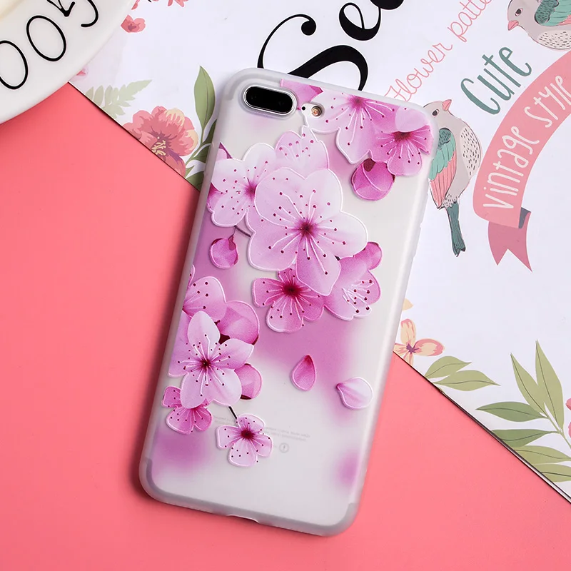 

Case For Samsung J5 2017 Note 9 S8 S9 Plus S7 Edge Case For iPhone XR XS SE 5S 6 S 7 8 Plus 3D Relief Flower TPU Soft Phone Case