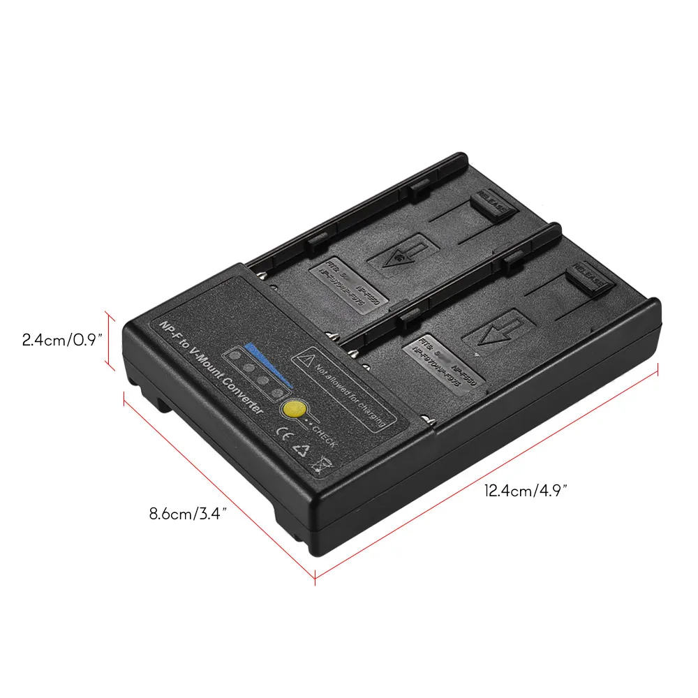 TOPTOO NP-F a la Placa del Adaptador del convertidor de la bater/ía del V-Montaje con la Ranura Dual para NP-F550 NP-F750 Serie NP-F970