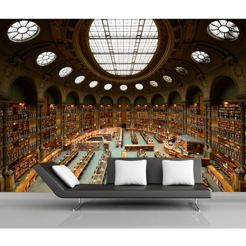 Vließ Fototapete Tapete Wandbild Photo Wallpaper Mural Bibliothek mit vielen Büc