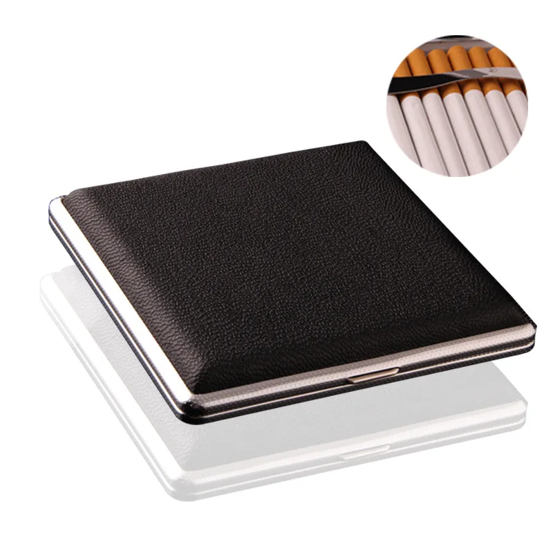 

New 1 Pc Leather 20 PCS Cigar Cigarette Case Box Black Tobacco Pocket Storage Holder Wallet With Retail Pack