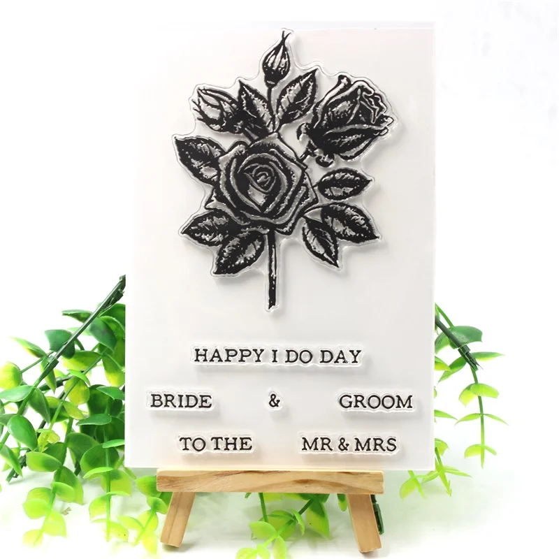 Прозрачные силиконовые штампы KSCRAFT Happy I Do Day для самостоятельного