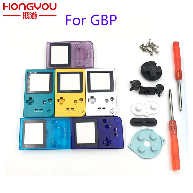 Full Case Cover Housing Shell Replacement for Gameboy Pocket Game Console for GBP grey Shell Case with Buttons Kit