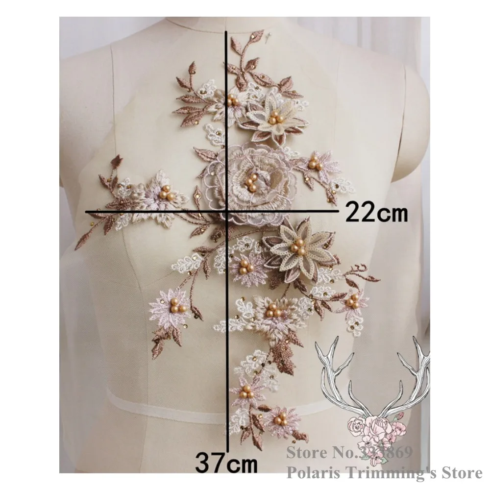 6/" Light Green Organsa Flower Embroidery Applique Patch