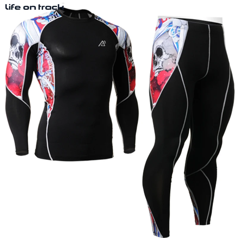 

2016 Cycling Set Printing Compression Fitness Football Basketball Quick-dry Tights And Bottom Multifunctional Basic Long-sleeve