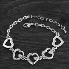 SHUANGR New Summer Style Romantic Heart Bracelet Femme Silver Color Women Wedding Crystal Bracelets Pulseras Fine Jewelry