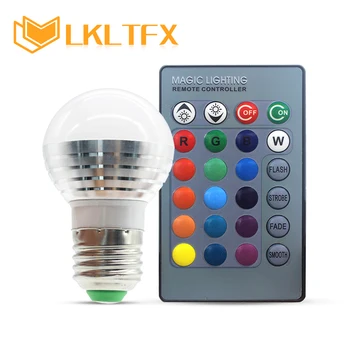 

LKLTFX E27 LED 16 Color Changing RGB Magic Light Bulb Lamp 85-265V 110V 120V 220V RGB Led Light Spotlight + IR Remote Control