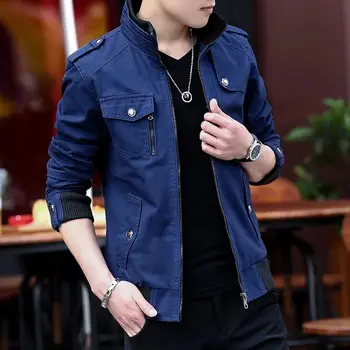 

Cargo Jacket Man Casual Men Jackets Army Green Slim Brand Work Jackets Cotton Outerdoors Solid Color Overcoat Veste Homme 214