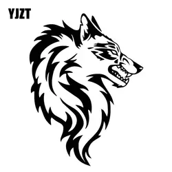 YJZT 12,9 см * 17,2 см Волчья Голова сердитое выражение модные наклейки декор бампер виниловая наклейка черный/серебристый C4-1098