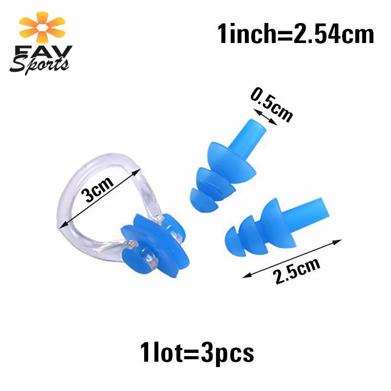 FAVSPORTS 3Pcs Nose/Ear Clips Waterproof Soft Silicone Swimming Ear Plugs Noise Clip Set Water Sports Swimming Pool Accessories