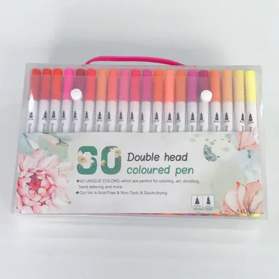 100 цветов, двойная кисть, ручка для художественного маркера, Отличная тонкая ручка-вкладыш для Bullet Journal, раскрашивающие книги, манга, каллиграфия, принадлежности - Цвет: 60 Colors
