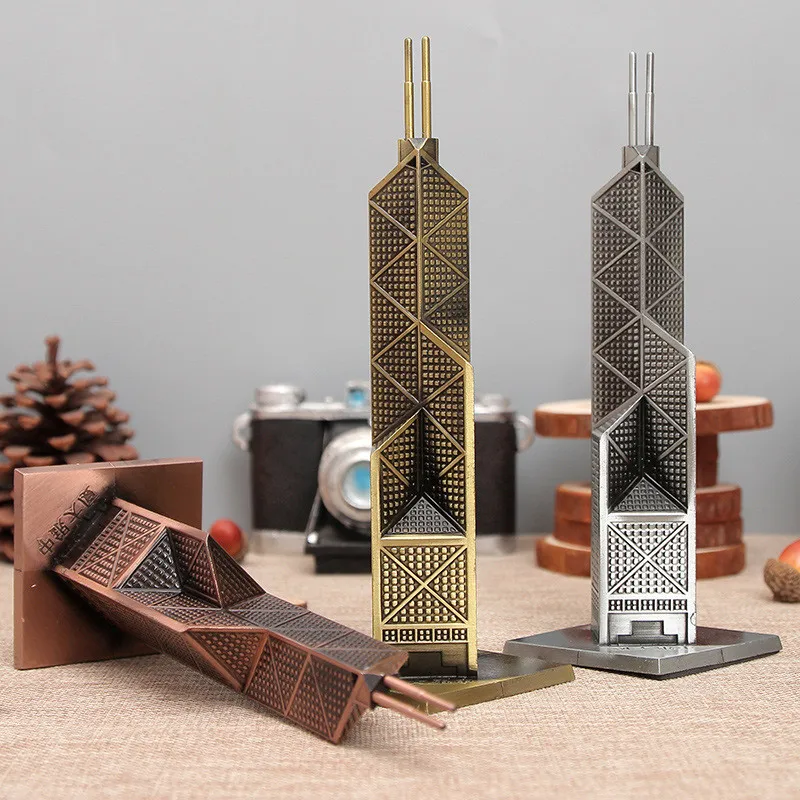 Elegant Building Figurines Metal Craft Bank of China Tower Metal Tower