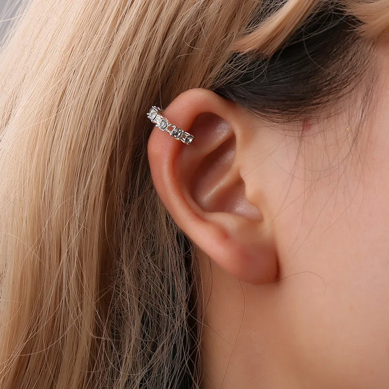 

Ear Cuff Micro Pave CZ Circle Cuff Silver Gold color Pierced Stack Small Sized Little Girl Earring Cuff New H82