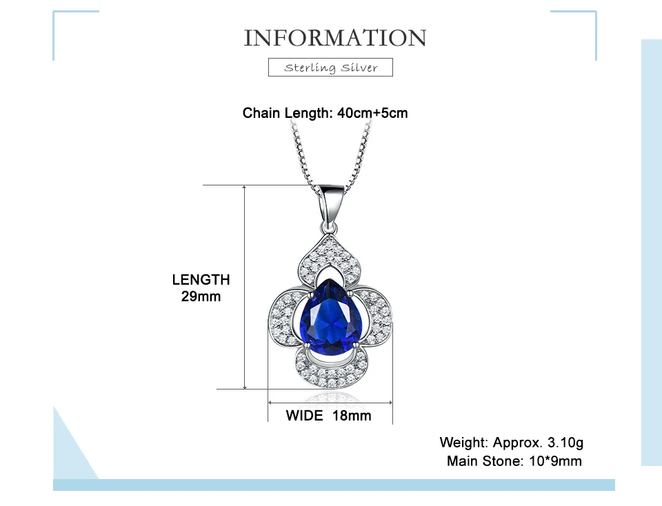 UMCHO-Blue Sapphire 925 sterling silver necklace for women EUJ090S-1 (2)