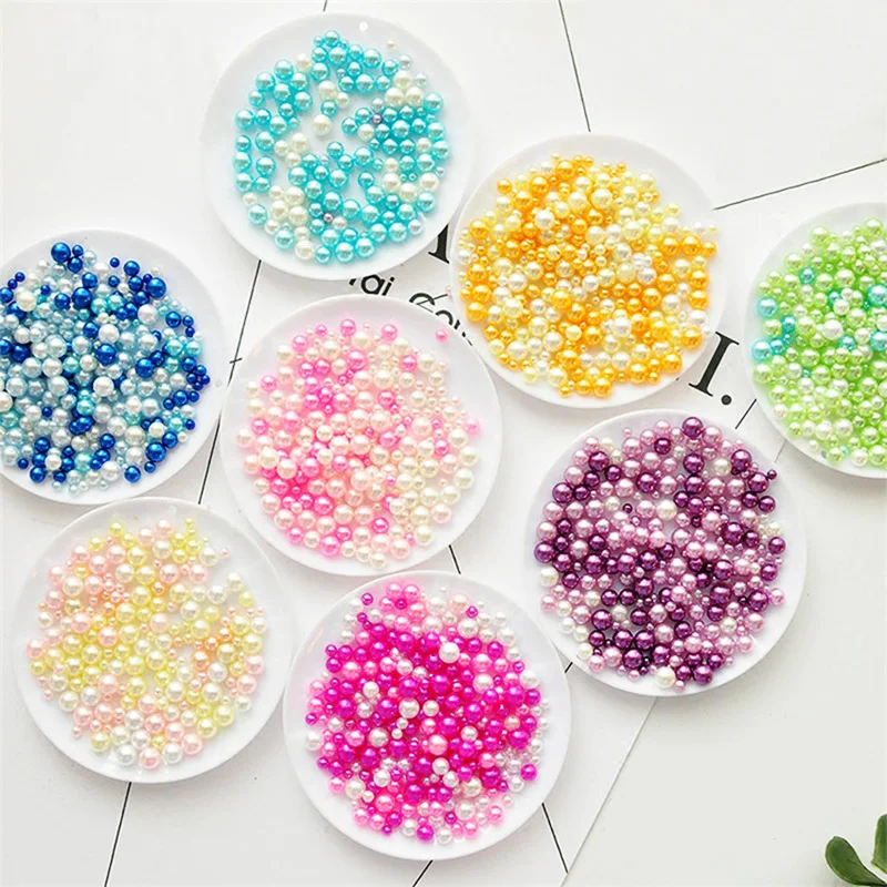 

Popular Mixed Color 2.5-5mm Epoxy Filling Imitation Pearls Beads Round Loose Beads Fit DIY Bracelet Making Wedding Home Decor