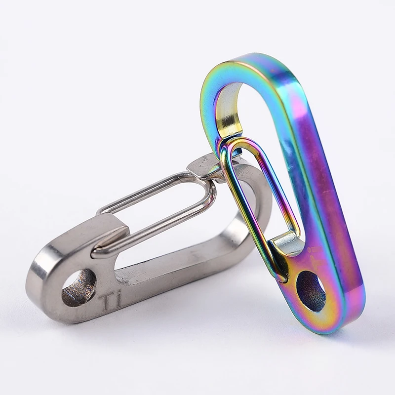 

Titanium alloy Tactical Airsoft mini Spring Backpack Clasps Climb Carabiner EDC Buckle Keychain Hook Paracord camp Accessory