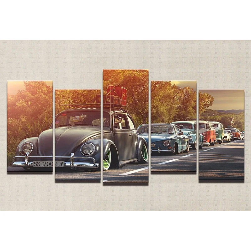 

5pcs DIY 5D Diamond Painting car Cross Stitch Full diamond Embroidery 5D Diamond Mosaic Home Decor Retro car Sunset art