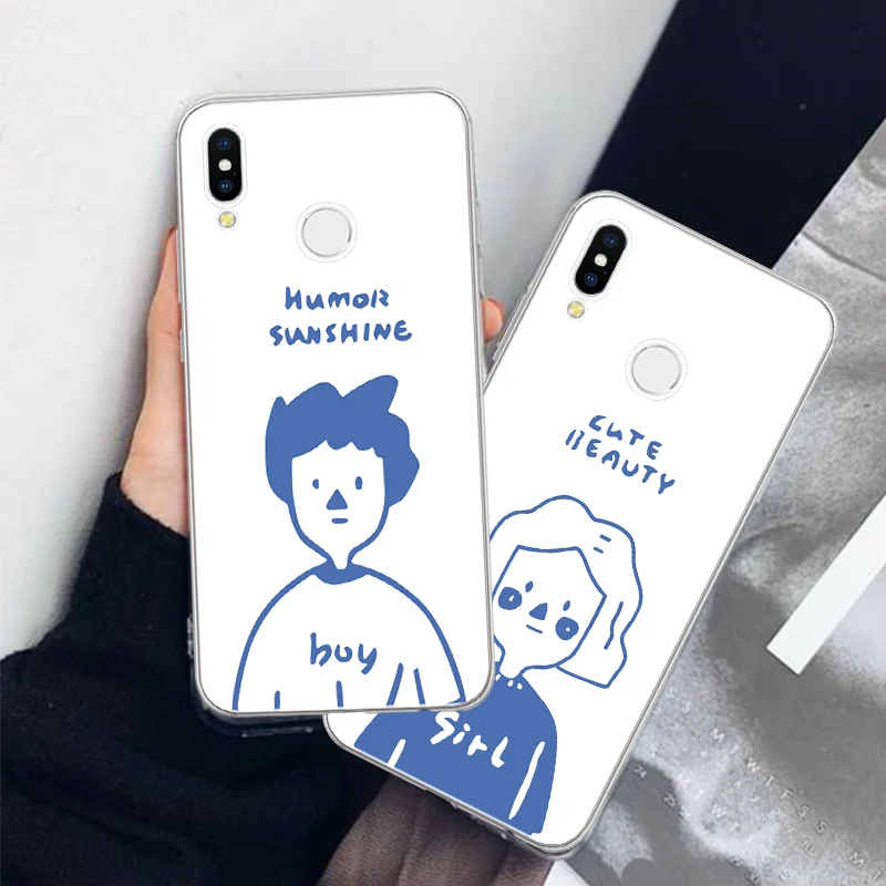 

Couple Phone Case For Huawei P20 P8 P9 P10 P30 Mate 10 Lite Mini 2017 Soft TPU Cover For Honor 8X 9 P Smart 2019 Fundas Capas