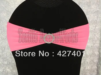

Hot Sale Light Red Spandex Bands / Lycra Band With Round Diamond Buckle With Pin For Wedding & Banquet