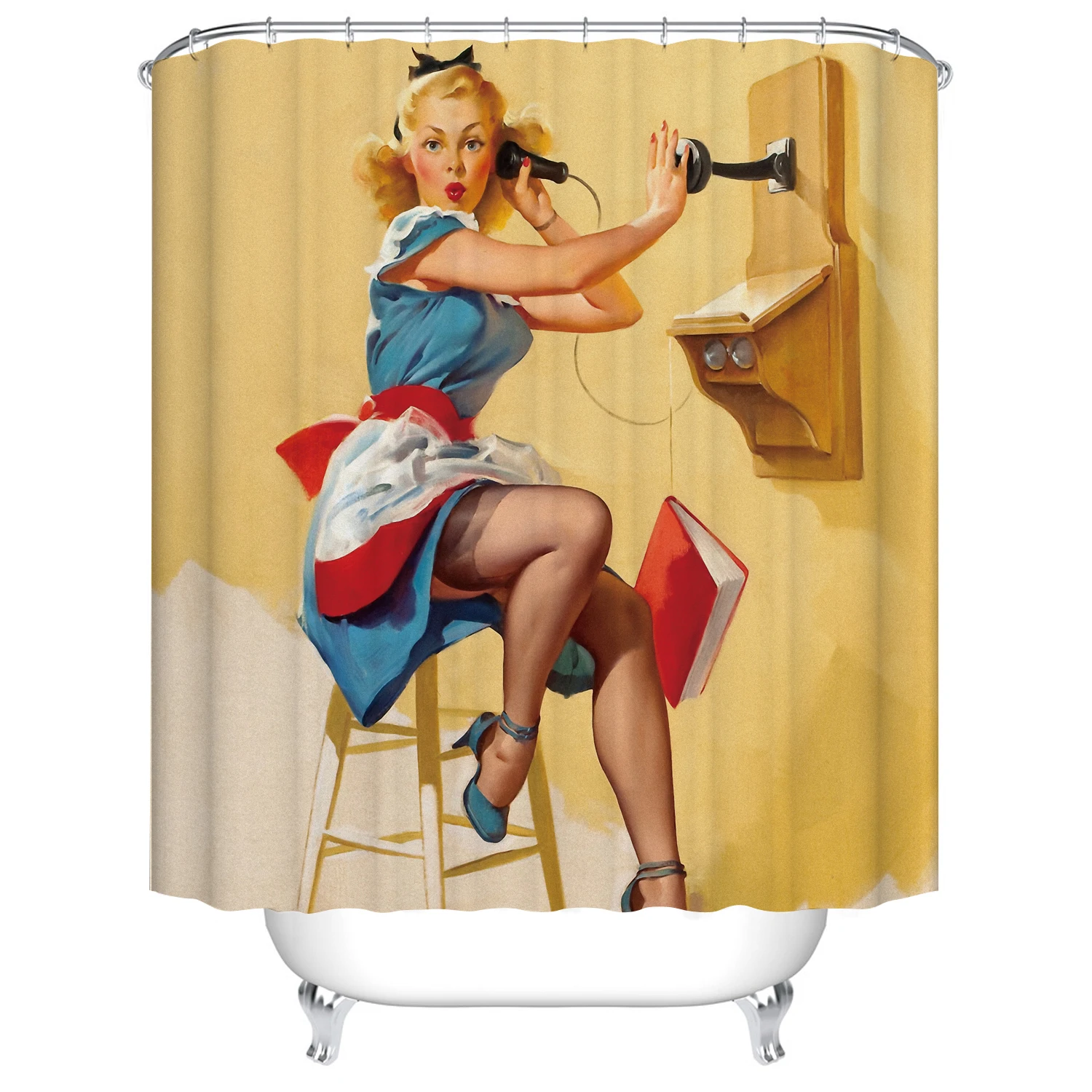 3d занавески для ванной с рисунком девушки из мультфильма, водостойкая полиэфирная ткань, моющаяся занавеска для ванной комнаты, занавеска для душа с крючками, аксессуары - Цвет: C1147