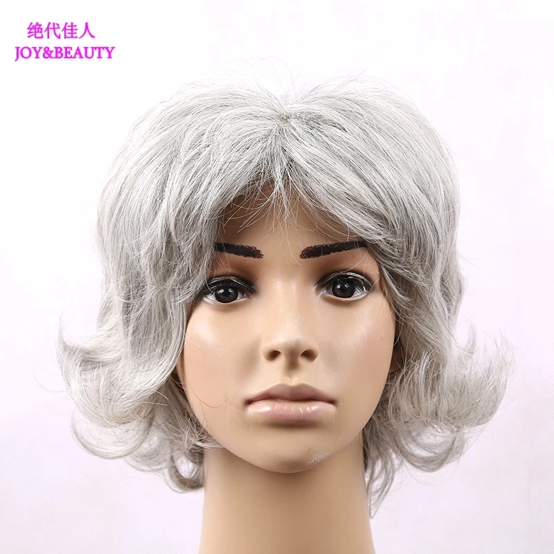 Женский короткий вьющийся парик JOY & BEAUTY серые синтетические парики из