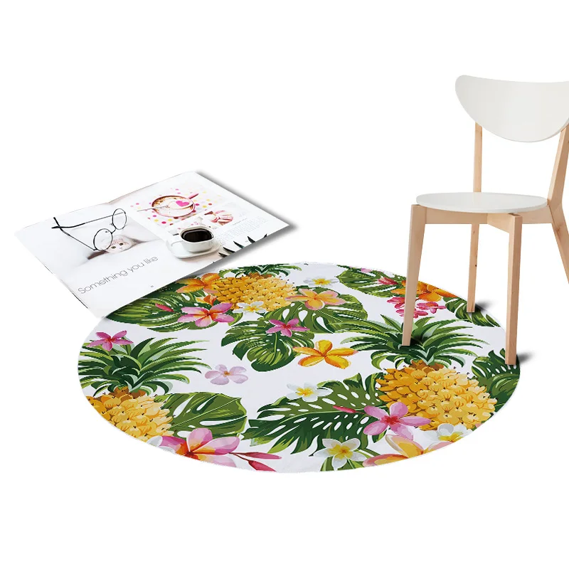 Pineapple Printed Coral Velvet Chair Floor Mats Round Carpets for Living Room Kids Bedroom Play Area Outdoor Rugs Home Textile Pineapple Printed Coral Velvet Chair Floor Mats Round Carpets for Living Room Kids Bedroom Play Area Outdoor Rugs Home Textile