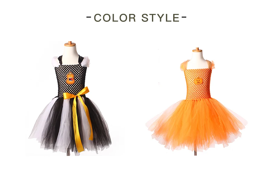 Halloween Jack o Lantern Tutu Dress Personalized Girls Pumpkin Tulle Dress with Matching Mask Kids Ghost Clothing for Party (3)