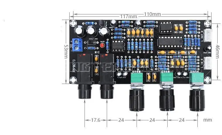 XH-M273 караоке реверберации для платы микрофон плата усиления Усилитель мощности доска DC12-24V