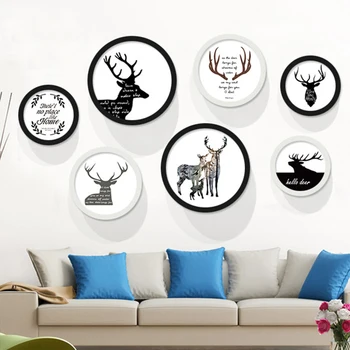 

Nordic Home Decor Painting Round Wall Pictures For Living Room Canvas Art Deer Wall Art Posters and Prints No Frame