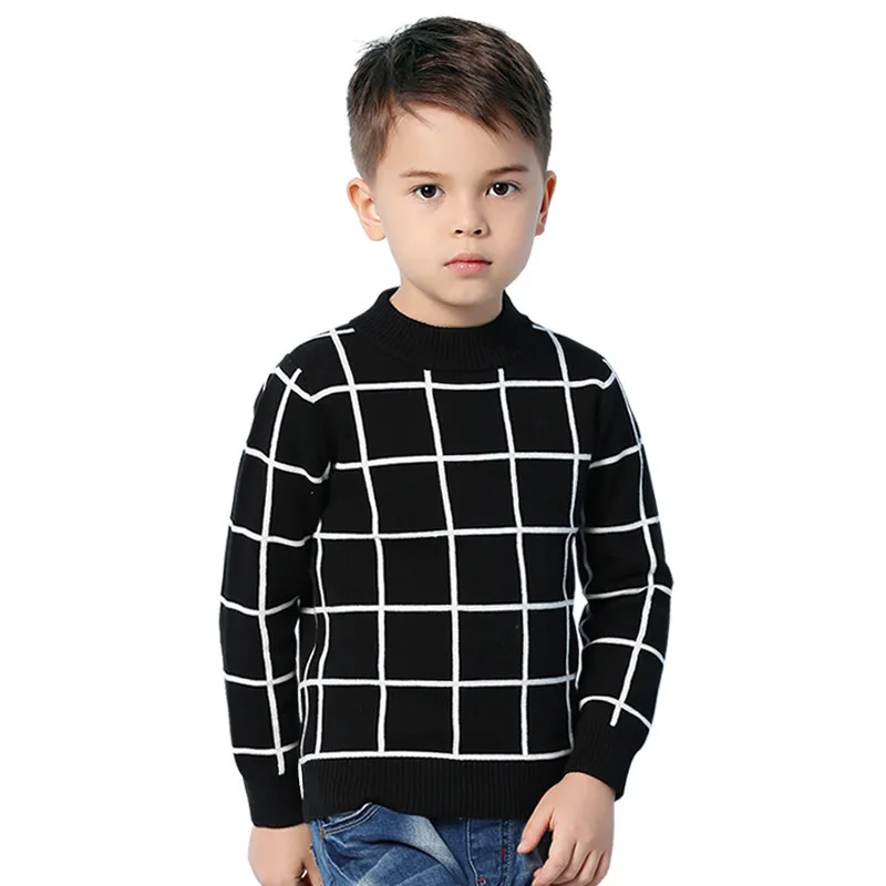 Children's Sweaters Black White Stripe Knitted Toddler Boys Knitwear