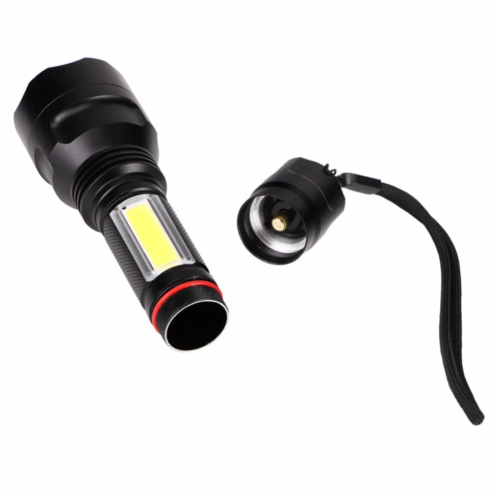 Мощный тактический фонарь CREE T6 + COB LED Flash Light Водонепроницаемый 4 режима для