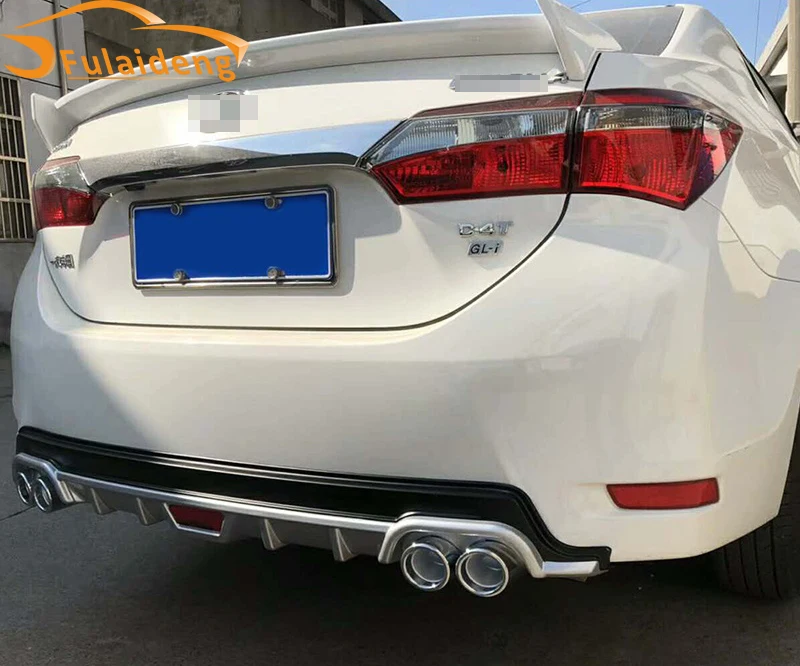 Для Toyota Corolla- двойной выхлоп защита заднего бампера Диффузор для губ+ выхлопные глушители аксессуары для стайлинга автомобилей
