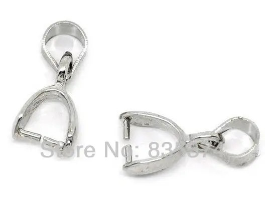 

Free Shipping 500 Silver Tone Pinch Clip Bail Beads Findings 13mm